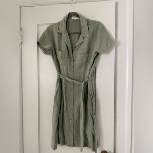 Bella Dahl green khaki shirt dress size small